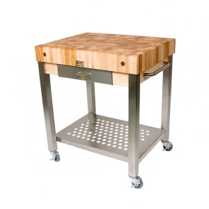 416-CUCT14 Cucina Technica Cart, Stainless Undershelf, 4" Rock Maple Top, 24 x 24"