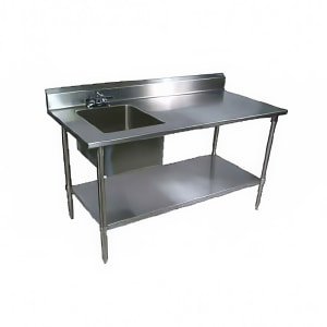 416-EPT6R53060SSKL 60" Prep Table w/ Left-Side Sink & Deck Mount Faucet, Stainless Under...