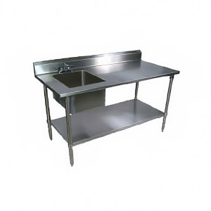 416-EPT6R53072SSKL 72" Prep Table w/ Left-Side Sink & Deck Mount Faucet, Stainless Undershelf