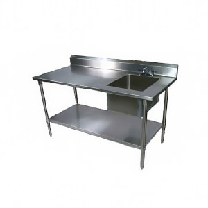 416-EPT6R53060SSKR 60" Prep Table w/ Right-Side Sink & Deck Mount Faucet, Stainless Undershelf