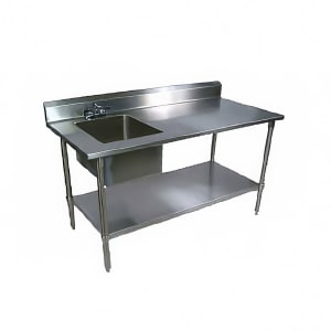 416-EPT6R53072GSKL 72" Prep Table w/ Left-Side Sink & Deck Mount Faucet, Galvanized Undershelf
