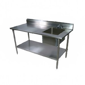 416-EPT6R53072SSKR 72" Prep Table w/ Right-Side Sink & Deck Mount Faucet, Stainless Undershelf