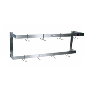 416-PRW24 96" Wall-Mount Pot Rack w/ (16) Double Hooks, Stainless Steel