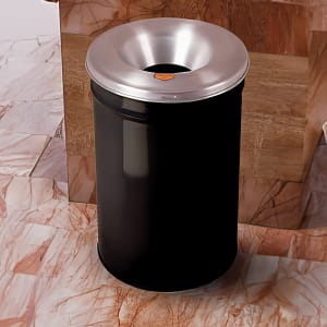 195-26604K 4 1/2 gallon Cease-Fire® Safety Waste Receptacle w/ Aluminum Head - Steel, Black
