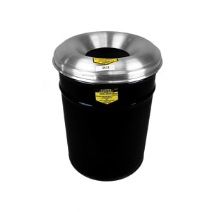 195-26615K 15 gallon Cease-Fire® Safety Waste Receptacle w/ Aluminum Head - Steel, Black