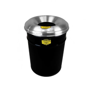 195-26630K 30 gallon Cease-Fire® Safety Waste Receptacle w/ Aluminum Head - Steel, Black