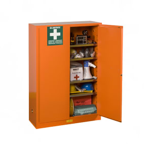 332-860001 Emergency Preparedness Storage Cabinet w/ (4) Shelves - 43"W x 18"D x 65"H, Steel, Orange