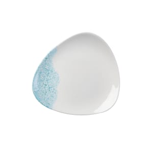 893-MAATTR71 7 3/4" Triangular Vintage Prints Med Tiles Plate - Ceramic, Aquamarine Accents