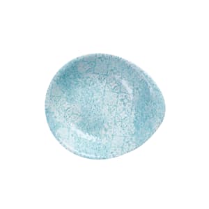 893-MTAQID71 12 5/8 oz Round Vintage Prints Med Tiles Dish - Ceramic, Aquamarine