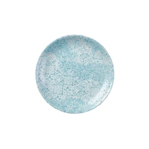 893-MTAQEVP61 6 1/2" Round Vintage Prints Med Tiles Coupe Plate - Ceramic, Aquamarine
