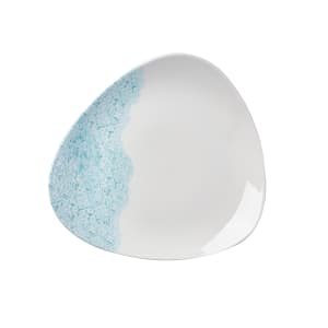 893-MAATTR101 10 1/2" Triangular Vintage Prints Med Tiles Plate - Ceramic, Aquamarine Accents