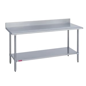 212-314241325R 132" 14 ga Work Table w/ Undershelf & 300 Series Stainless Top, 4 3/5" Backsplash