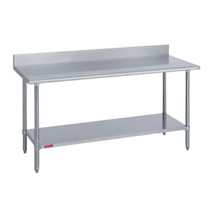 212-314241445R 144" 14 ga Work Table w/ Undershelf & 300 Series Stainless Top, 4 3/5" Backsplash