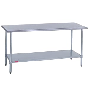 212-31424120 120" 14 ga Work Table w/ Undershelf & 300 Series Stainless Flat Top