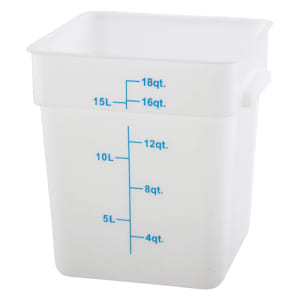 080-PESC18 18 qt Square Food Storage Container, Polypropylene, White