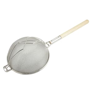 080-MST12D 12" Round Strainer w/ Double Tinned Mesh, Reinforced Supporter, Wood Handle