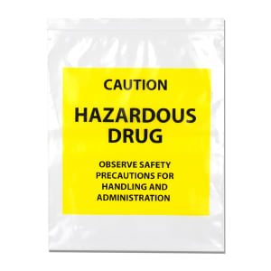 909-F40912HDB Hazardous Drug Bags w/ Seal Top Closure - 9" x 12", LDPE, Clear w/ Print