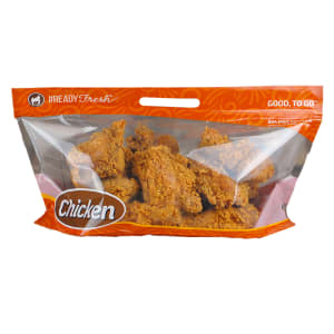 909-GNG1797 #ReadyFresh® Bottom Gusset Grab-N-Go Fried Chicken Pouch - 17" x 9" x 7" BG, #ReadyFresh