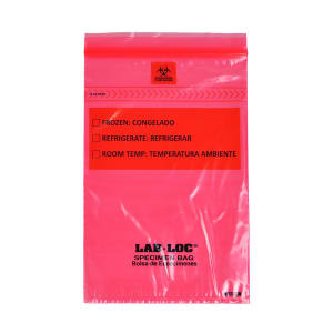 909-LABZ69RE Lab-Loc® Specimen Bags w/ Removable Biohazard Symbol - 6" x 9", Polyethylene, Red