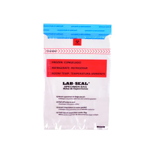 909-LABA610B Lab Seal® Specimen Bags w/ Removable Biohazard Symbol - 10" x 6", Polyethylene, Clear