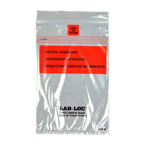 909-LABZ69BBX Lab-Loc® Specimen Bags w/ Removable Biohazard Symbol - 6" x 9", Polyethylene, Clear