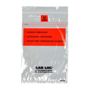 909-LABZ69B Lab-Loc® Specimen Bags w/ Removable Biohazard Symbol - 6" x 9", Polyethylene, Clear