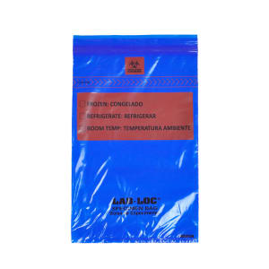 909-LABZ69BL Lab-Loc® Specimen Bags w/ Removable Biohazard Symbol - 6" x 9", Polyethylene, Blue