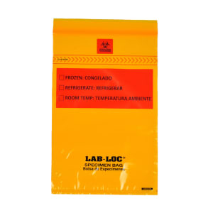 909-LABZ69OR Lab-Loc® Specimen Bags w/ Removable Biohazard Symbol - 6" x 9", Polyethylene, Orange