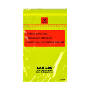 909-LABZ69YE Lab-Loc® Specimen Bags w/ Removable Biohazard Symbol - 6" x 9", Polyethylene, Yellow