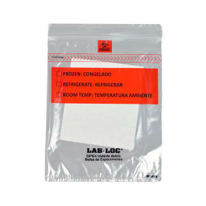 909-LABZ810BA Lab-Loc® Specimen Bags w/ Removable Biohazard Symbol & Absorbent Pad - 8" x 10", Polyethylene, Clear