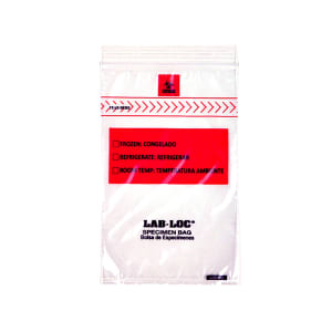 909-LABZ46B Lab-Loc® Specimen Bags w/ Removable Biohazard Symbol - 4" x 6", Polyethylene, Clear
