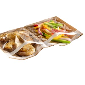 909-OSS1285DCP Ready. Chef. Go!® Self Seal Cooking Bag w/ (2) Compartments - 12" x 8 1/2", Plastic, Clear/Printed