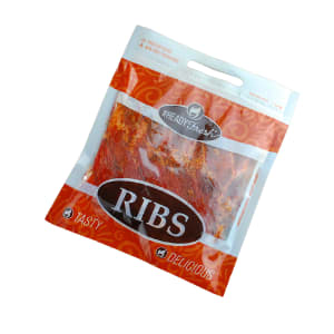 909-RIB1012 #ReadyFresh® Grab-N-Go Rib Bag w/ Handle - 10"W x 12"L, Polypropylene, Clear/Orange