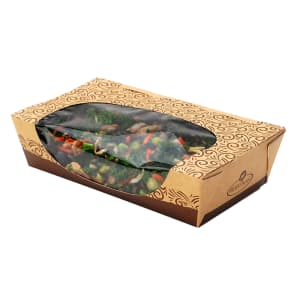 909-RFSLDLG #ReadyFresh® Kraft Tuck Top Container w/ Side Window - 8" x 4 7/10" x 2", Kraft