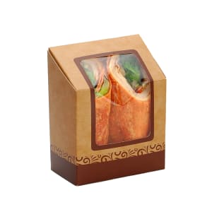 909-RFCPWRAP #ReadyFresh® Wrap Pack w/ Clear Window - 4 1/4"L x 5 1/3"W x 2 1/2"H, Kraft Paper