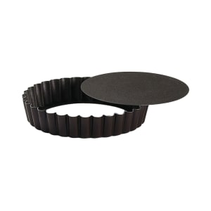 330-293470 4" Round Fluted Tartlet Mold w/ Removable Bottom - Non Stick Steel