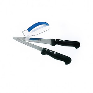 330-AFFUM Manual Knife Sharpener w/ Handle - White & Blue