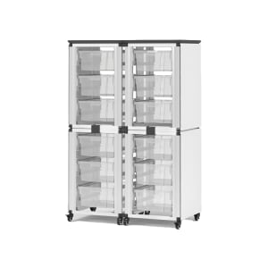 304-MBSSTR2212L 28 3/4" 4 Stacked Modular Classroom Storage Cabinets w/ (12) Large Bins, Ste...