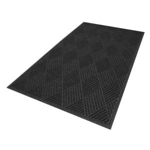 180-2295384170 Waterhog Max Diamond Entrance Mat w/ Smooth Backing, 3' x 8 2/5', Black Smoke