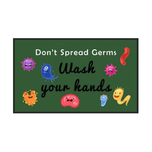 180-3017380825135140 "Don't Spread Germs Wash Your Hands" Safety Floor Mat - 3' x 5', Carpeted