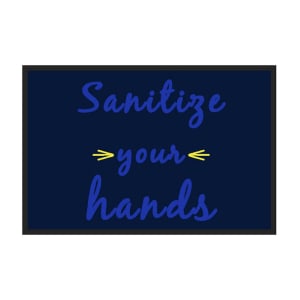 180-3017629825123140 "Sanitize Your Hands" Safety Floor Mat - 2' x 3', Carpeted