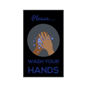 180-3017349825135140 "Please Wash Your Hands" Safety Floor Mat - 3' x 5', Carpeted