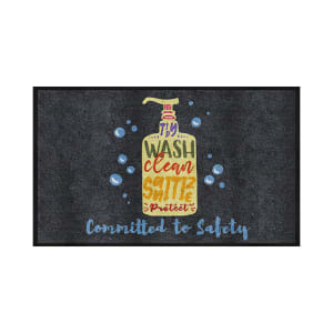 180-3024239825135140 "Committed to Safety" Safety Floor Mat - Horizontal, 3' x 5', Carpeted