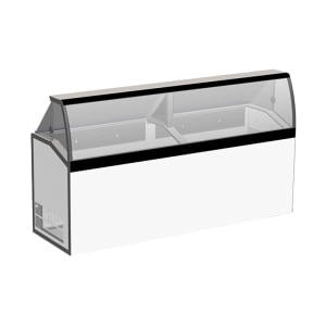 050-DD88LCGWH 90 1/4" Low Curved Glass Stand Alone Ice Cream Dipping Cabinet w/ 28 Tub Capac...