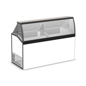 050-DD66LCGWH 69 1/4" Low Curved Glass Stand Alone Ice Cream Dipping Cabinet w/ 20 Tub Capac...