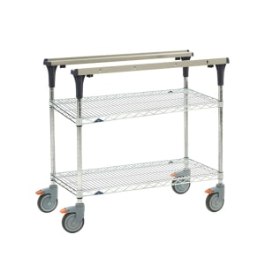 001-MS1848BRBR 2 Level Mobile PrepMate® MultiStation w/ Wire Shelving - 50"L x 19 2/5"W x 39 1/8"H