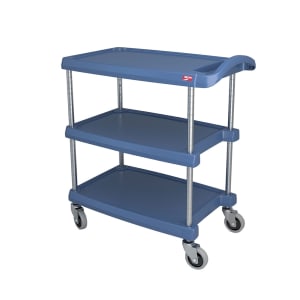 001-MY162734BU 3 Level Polymer Utility Cart w/ 400 lb Capacity, Marine Ledges