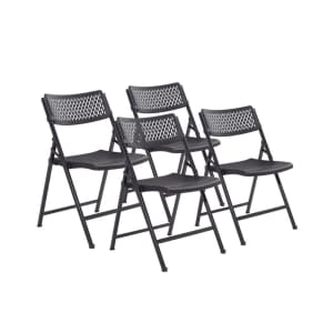 955-1410 Folding Chair w/ Black Plastic Back & Seat - Steel Frame, Black