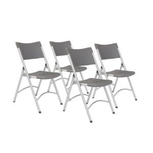 955-620 Folding Chair w/ Charcoal Slate Plastic Back & Seat - Steel Frame, Silver