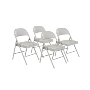 955-952 Folding Chair w/ Gray Vinyl Back & Seat - Steel Frame, Gray